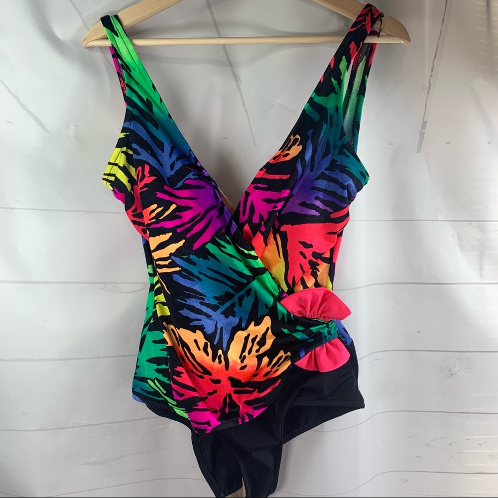 Vintage 80s Catalina swimsuit sz 10 splash design